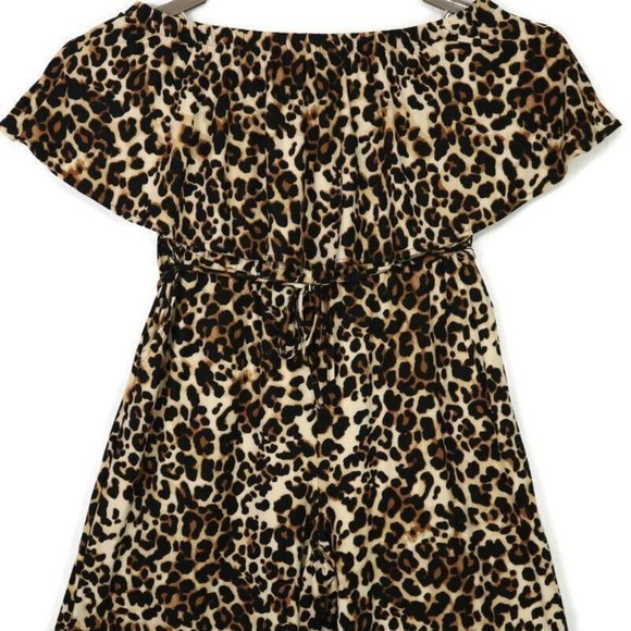 Eye Candy Jumpsuit Jumper Romper Off Shoulder Leopard Animal Print 1X - Picture 6 of 12